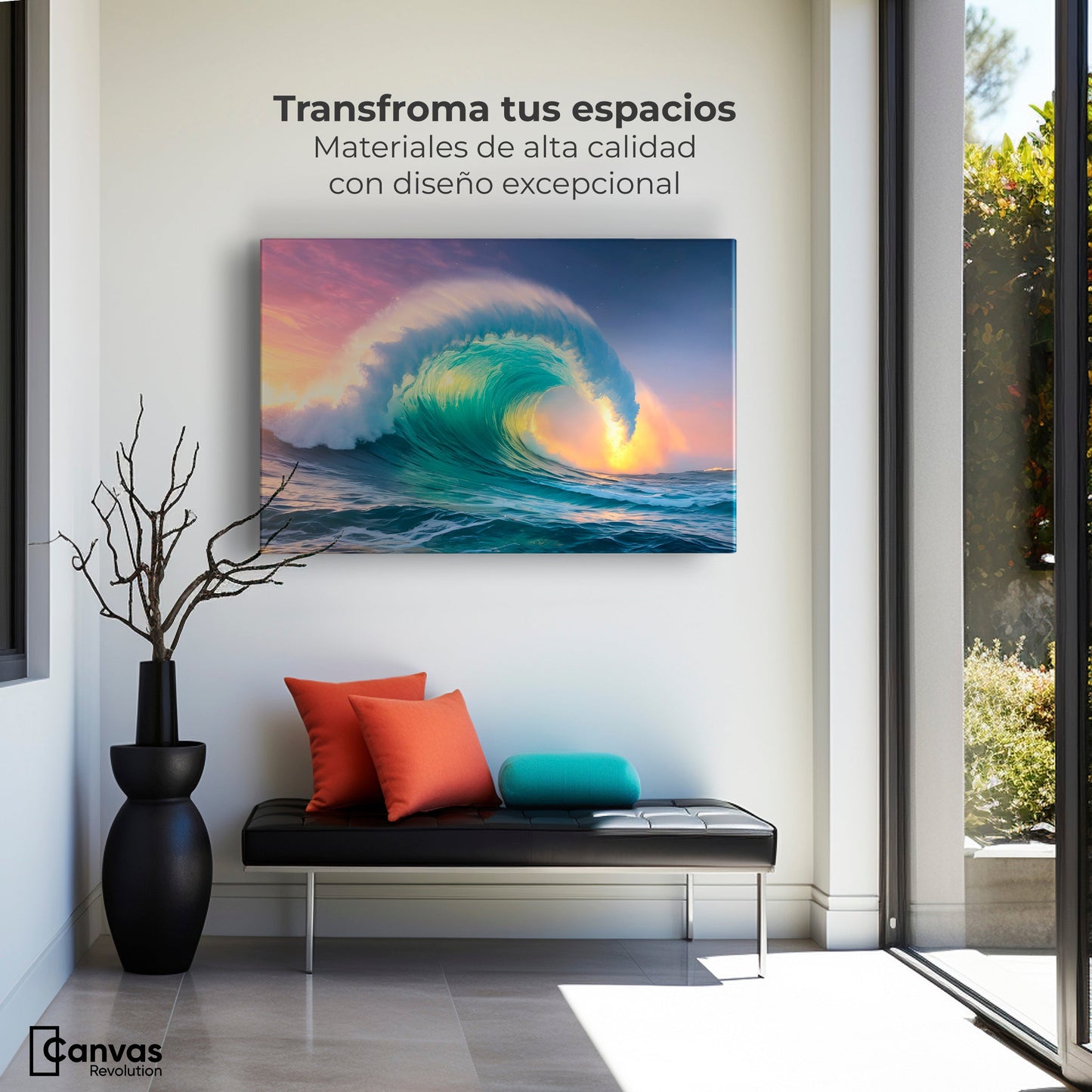 Cuadros Decorativos Canvas Revolution | Ola Oceanica Ocaso | Montaje1