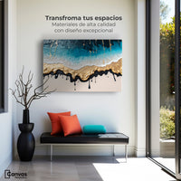 Cuadros Decorativos Canvas Revolution | Olas Azul Doradas | Montaje1