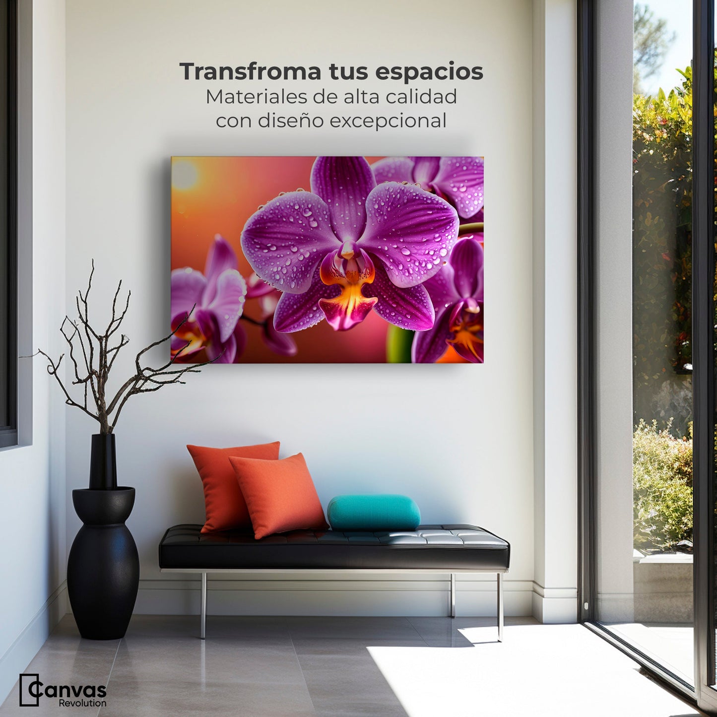 Cuadros Decorativos Canvas Revolution | Orquidea Morada Sol | Montaje1
