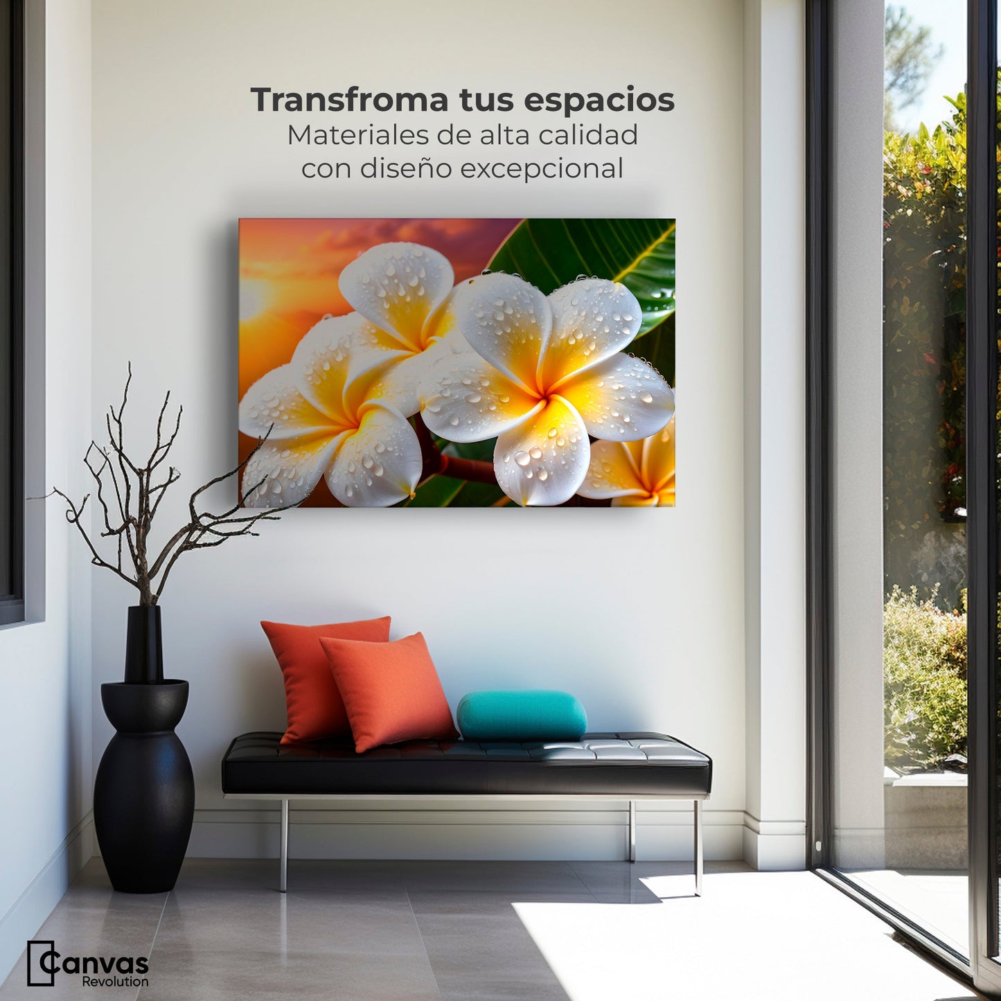 Cuadros Decorativos Canvas Revolution | Plumeria Luz Serena | Montaje1