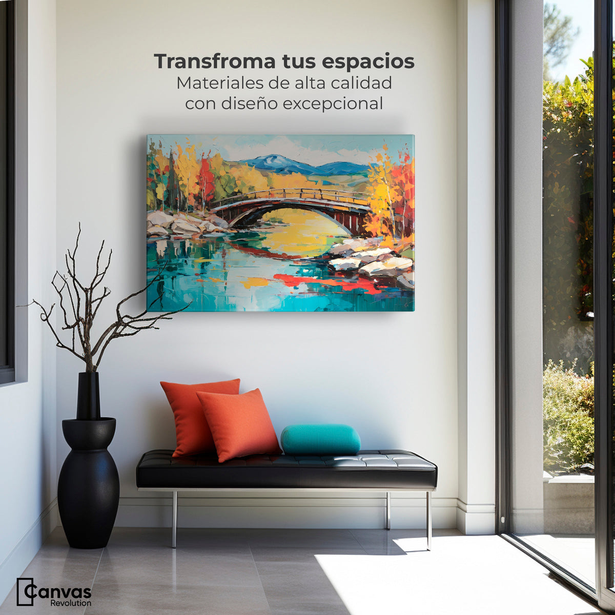 Cuadros Decorativos Canvas Revolution | Puente Otonal Aureo | Montaje1