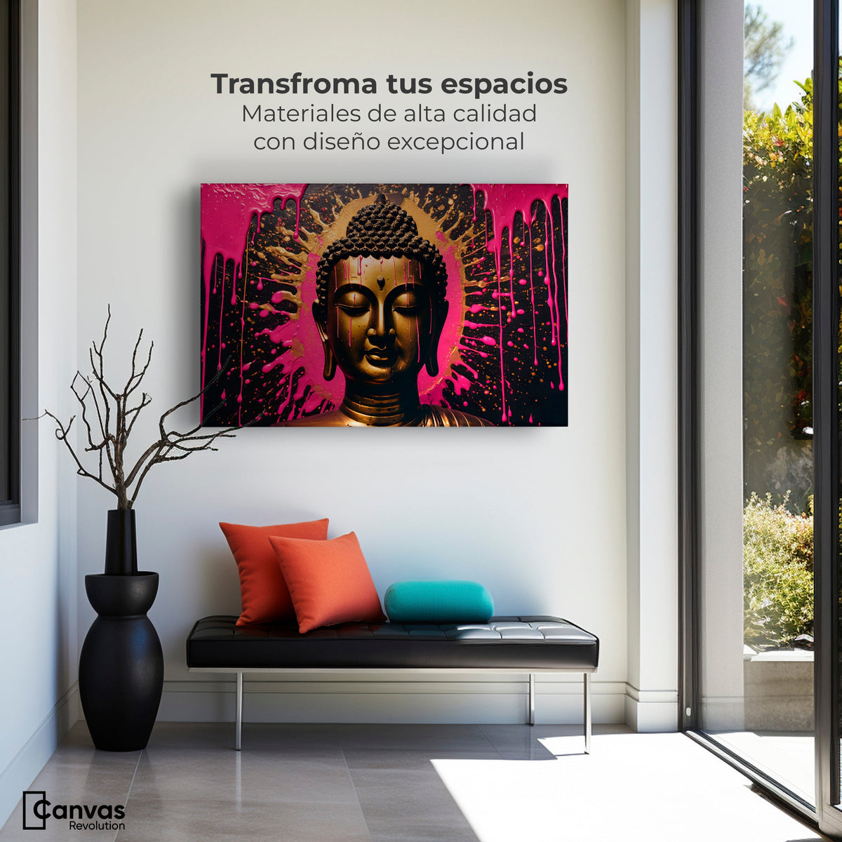 Cuadros Decorativos Canvas Revolution | Reflejos Oro Rosa | Montaje1
