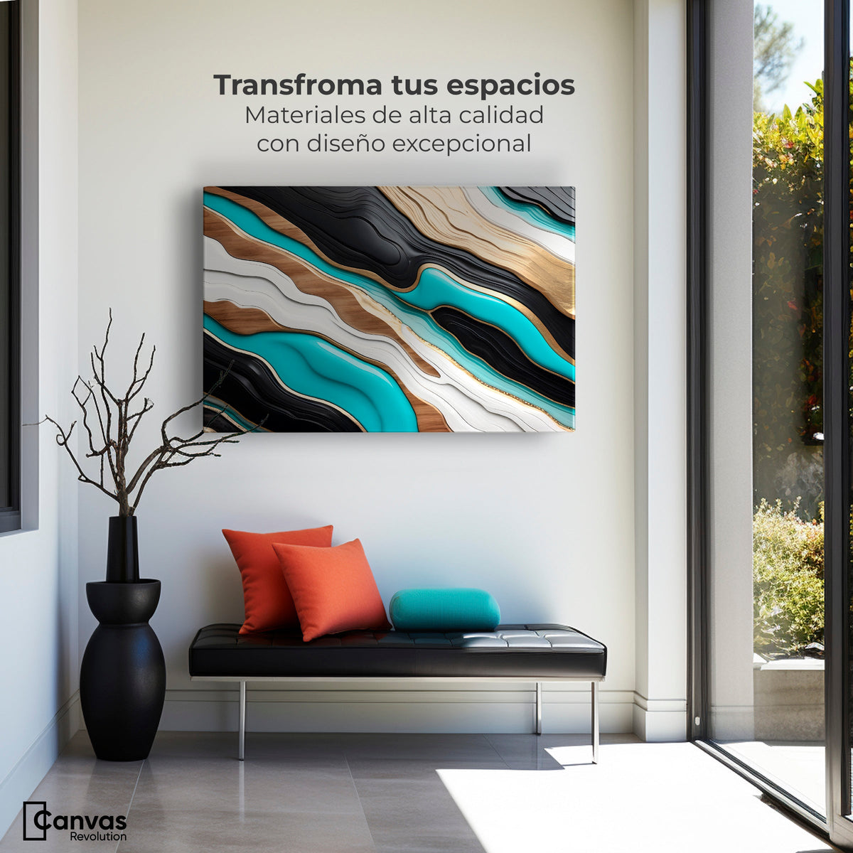 Cuadros Decorativos Canvas Revolution | Rio Oro Turquesa | Montaje1