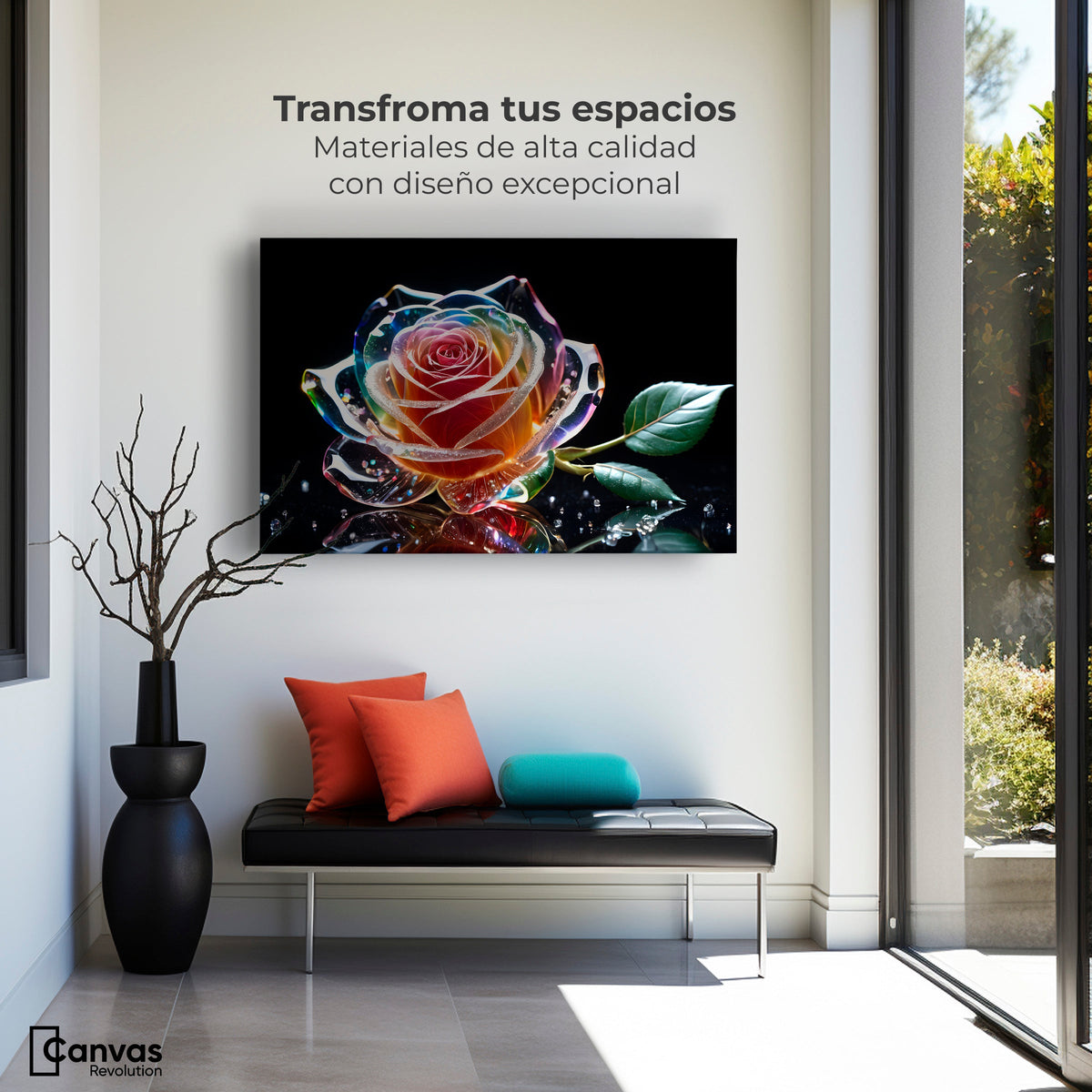 Cuadros Decorativos Canvas Revolution | Rosa Cristal Puro | Montaje1