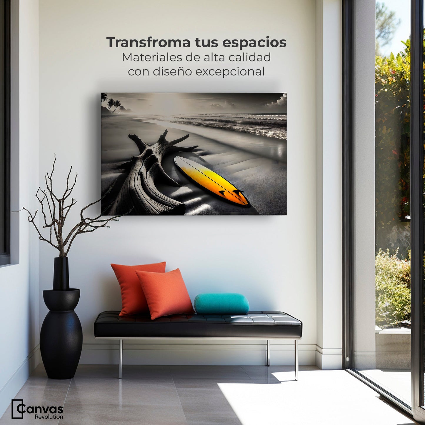 Cuadros Decorativos Canvas Revolution | Surf Al Amanecer | Montaje1