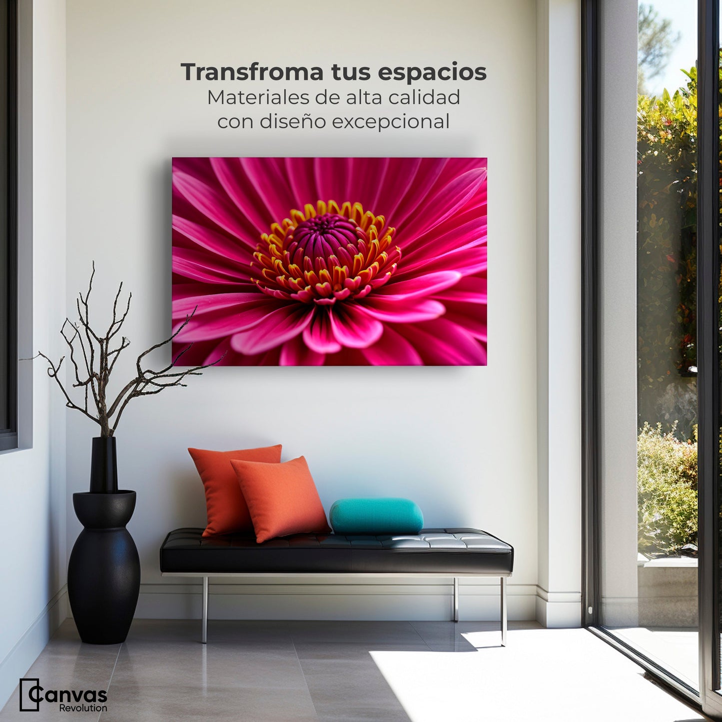 Cuadros Decorativos Canvas Revolution | Zinnia Magia Rosa | Montaje1