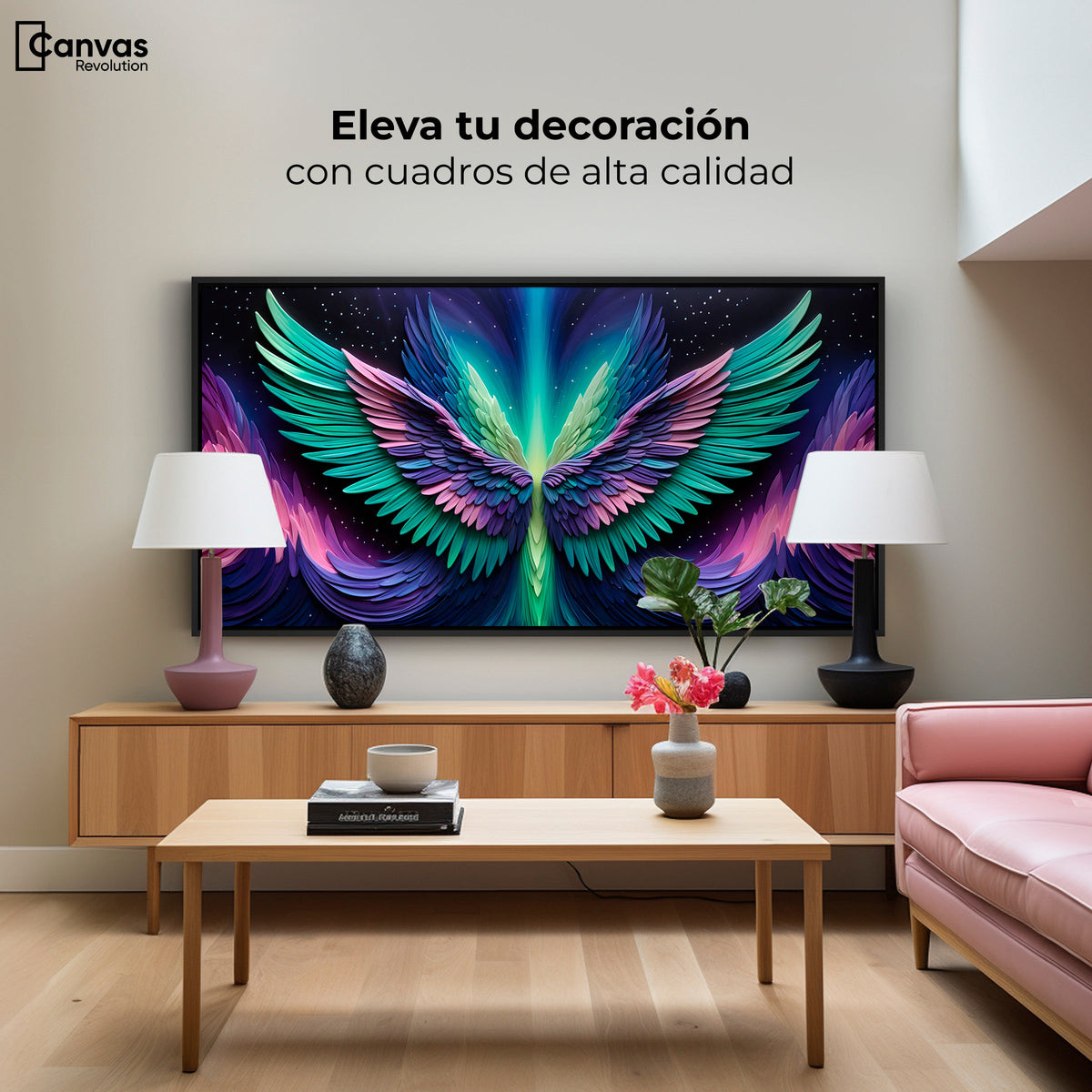 Cuadros Decorativos Canvas Revolution | Alas Angel Cosmic | Montaje2
