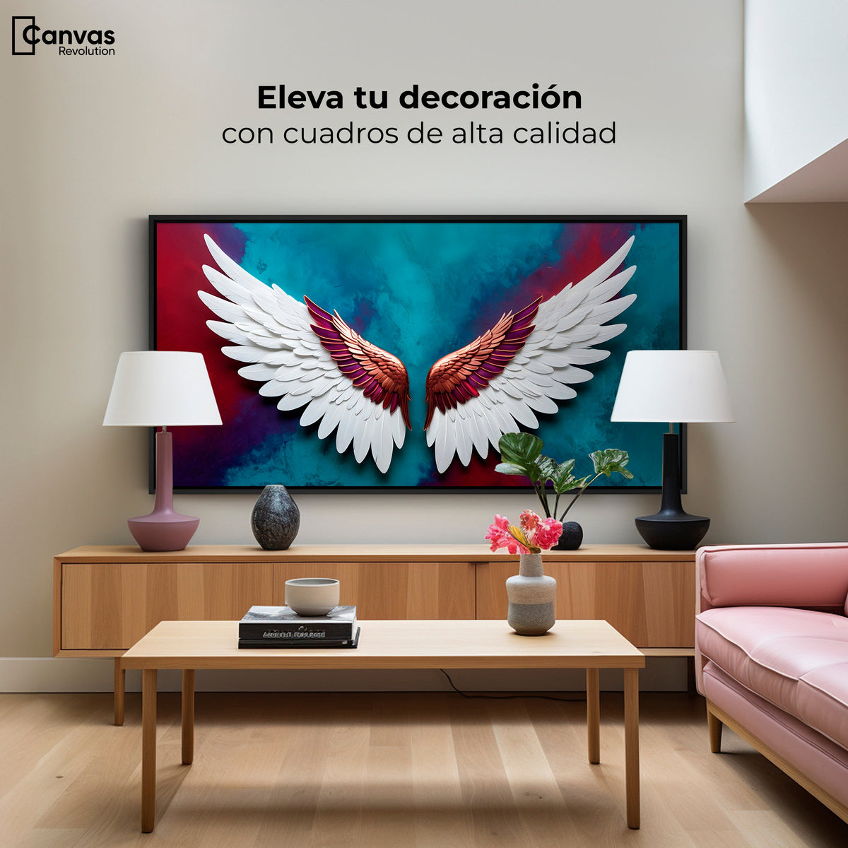 Cuadros Decorativos Canvas Revolution | Alas Angel Intenso | Montaje2