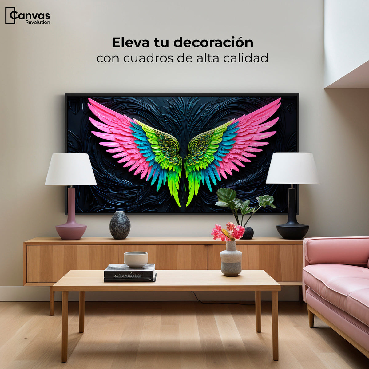 Cuadros Decorativos Canvas Revolution | Alas Angel Lucido | Montaje2