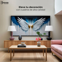 Cuadros Decorativos Canvas Revolution | Alas Corazon Dorado | Montaje2