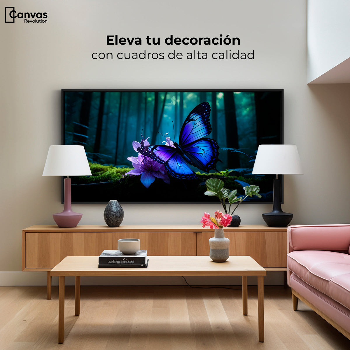 Cuadros Decorativos Canvas Revolution | Alas Entre Arboles | Montaje2