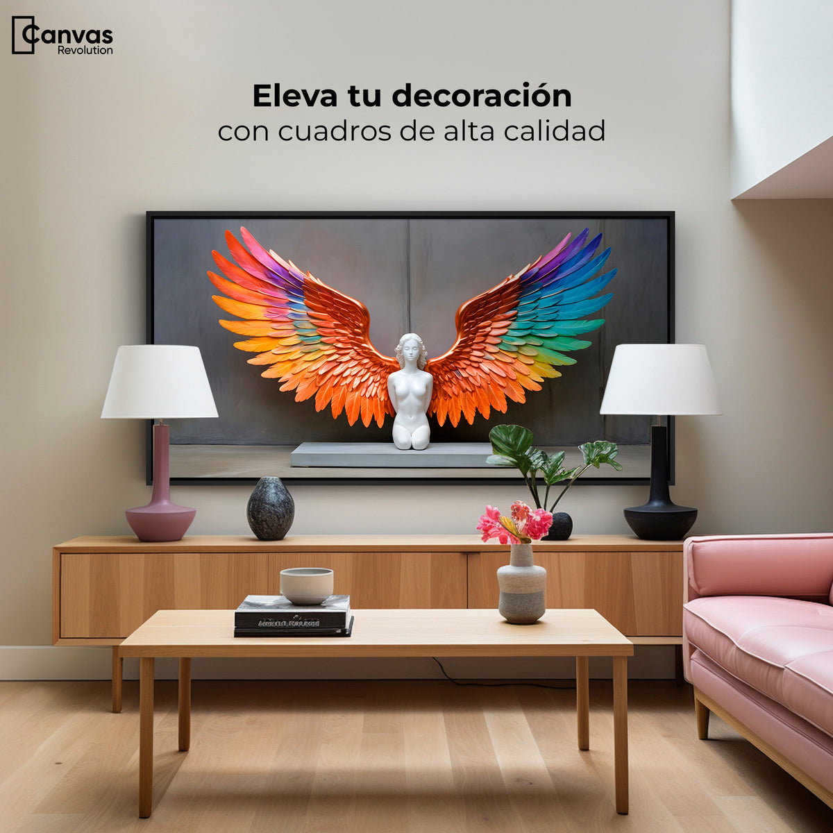Cuadros Decorativos Canvas Revolution | Alas Espiritu Real | Montaje2