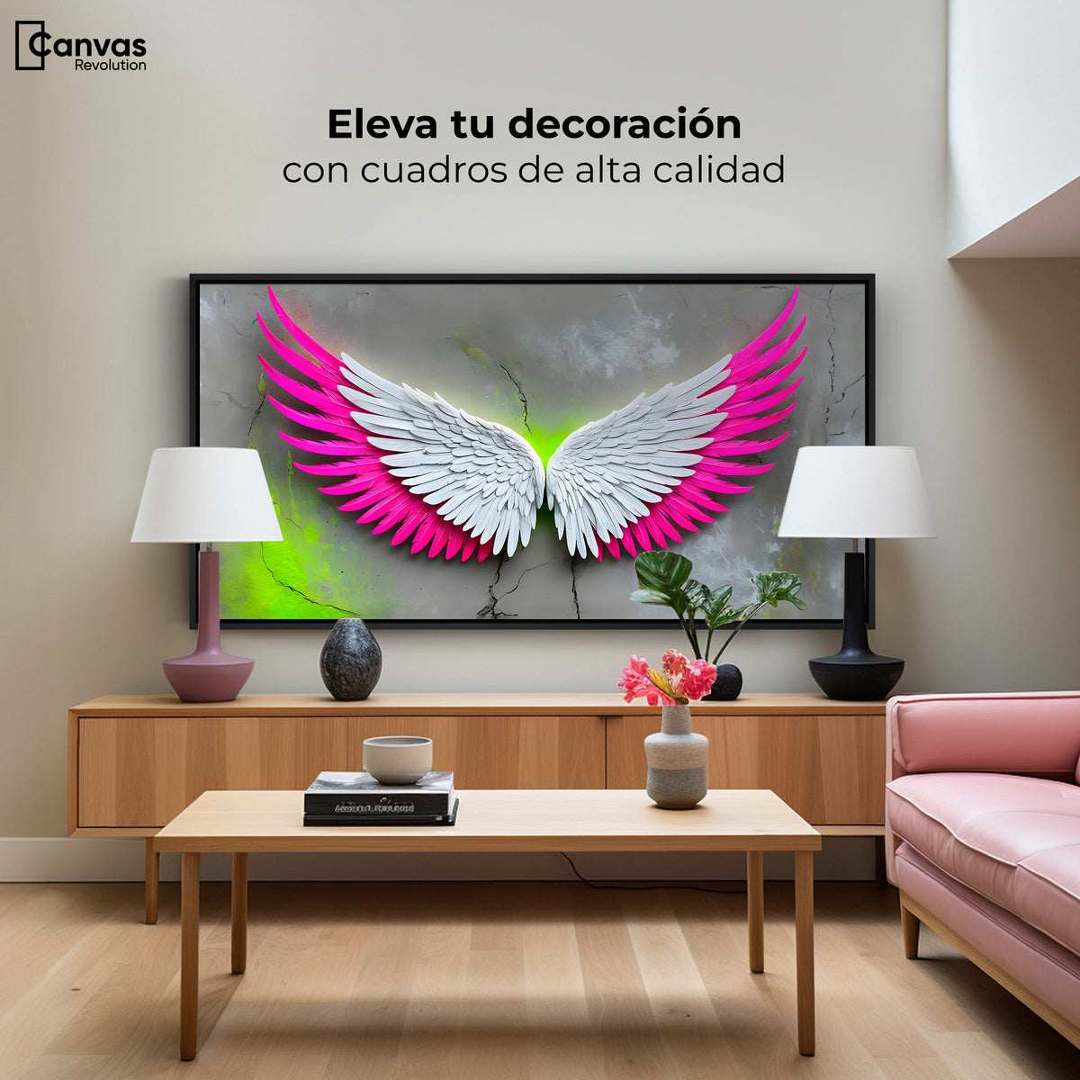 Cuadros Decorativos Canvas Revolution | Alas Vuelo Intenso | Montaje2