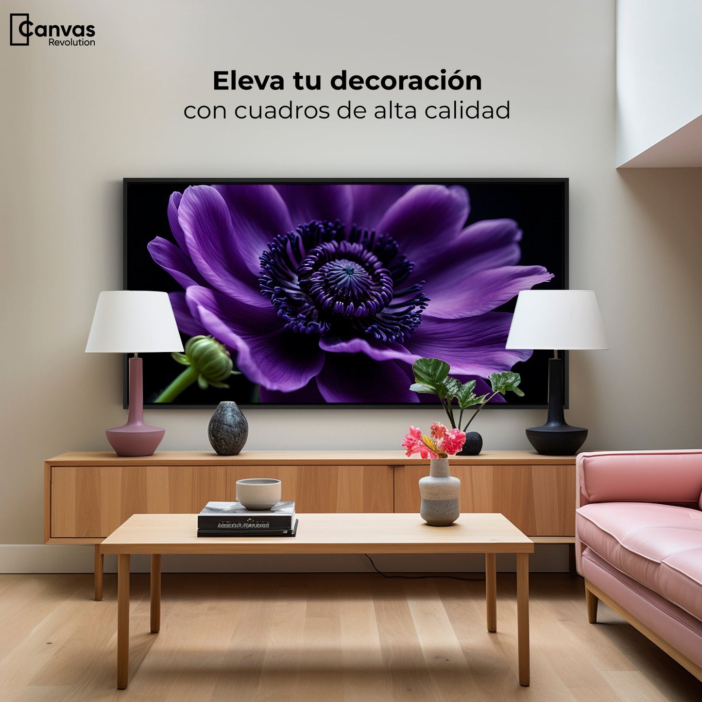Cuadros Decorativos Canvas Revolution | Anemona Violeta | Montaje2