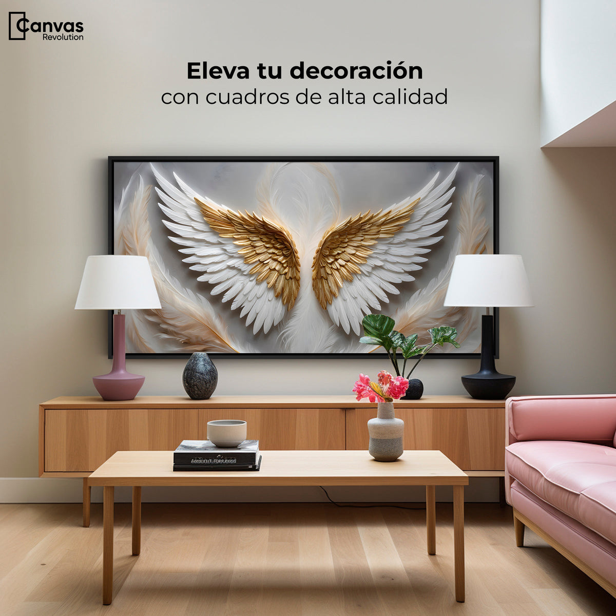 Cuadros Decorativos Canvas Revolution | Angel Luz Radiante | Montaje2