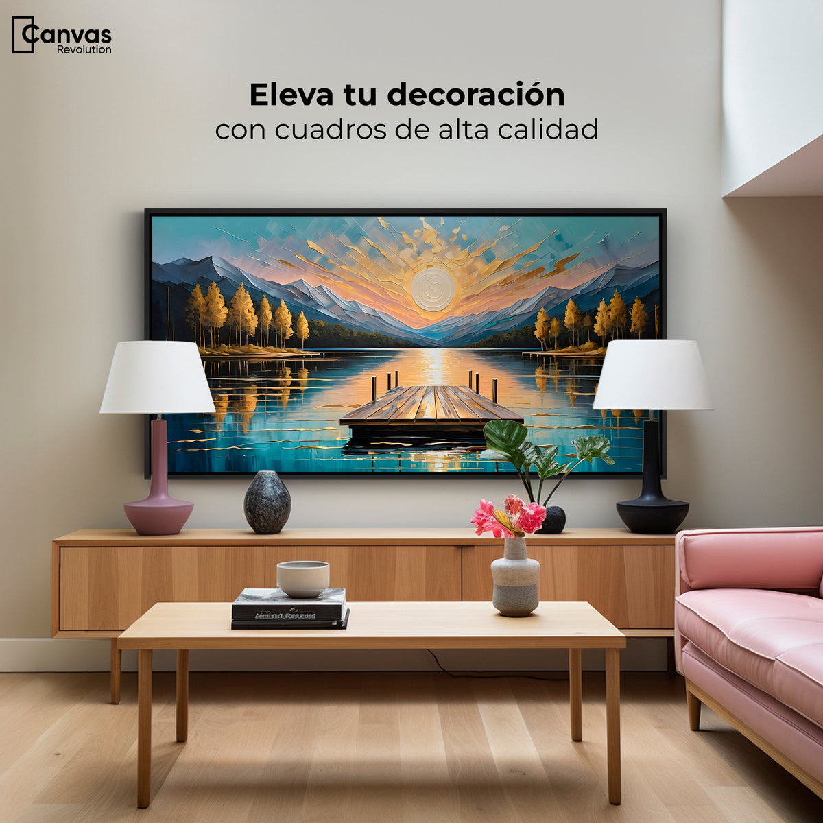 Cuadros Decorativos Canvas Revolution | Atardecer En Muelle | Montaje2