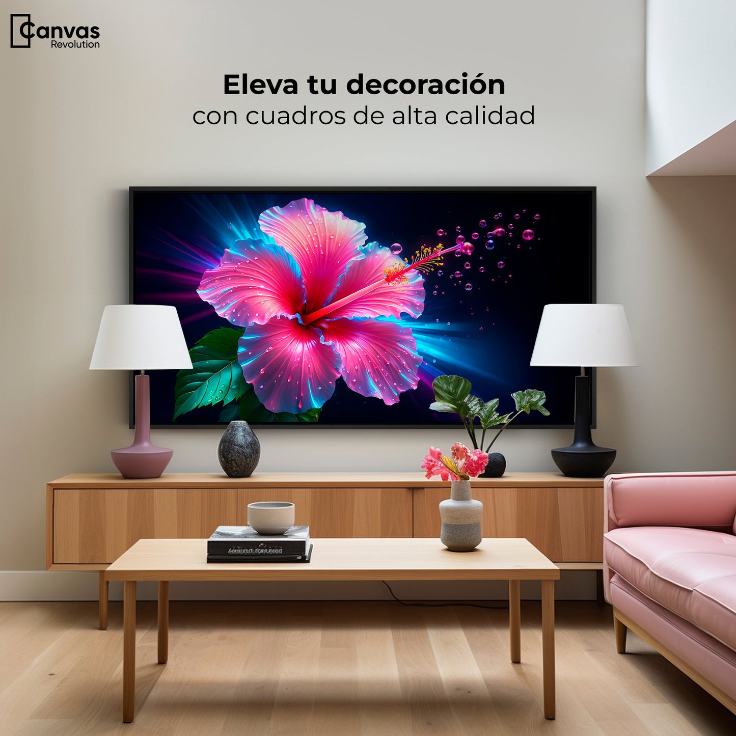 Cuadros Decorativos Canvas Revolution | Aura Hibisco Magico | Montaje2