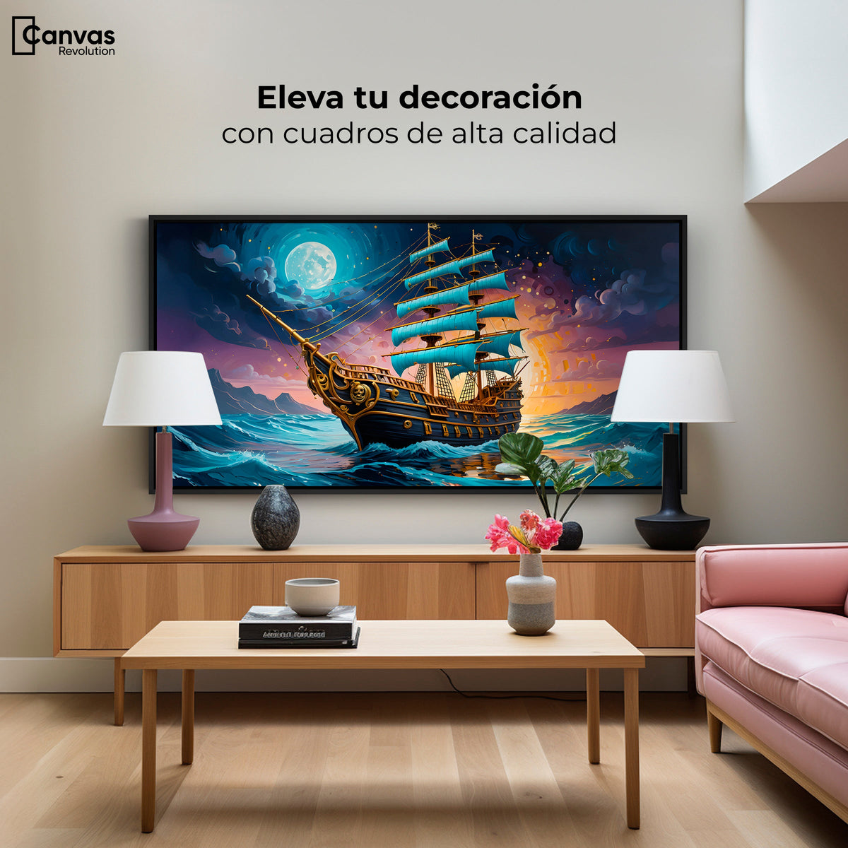 Cuadros Decorativos Canvas Revolution | Barco Mar Profundo | Montaje2