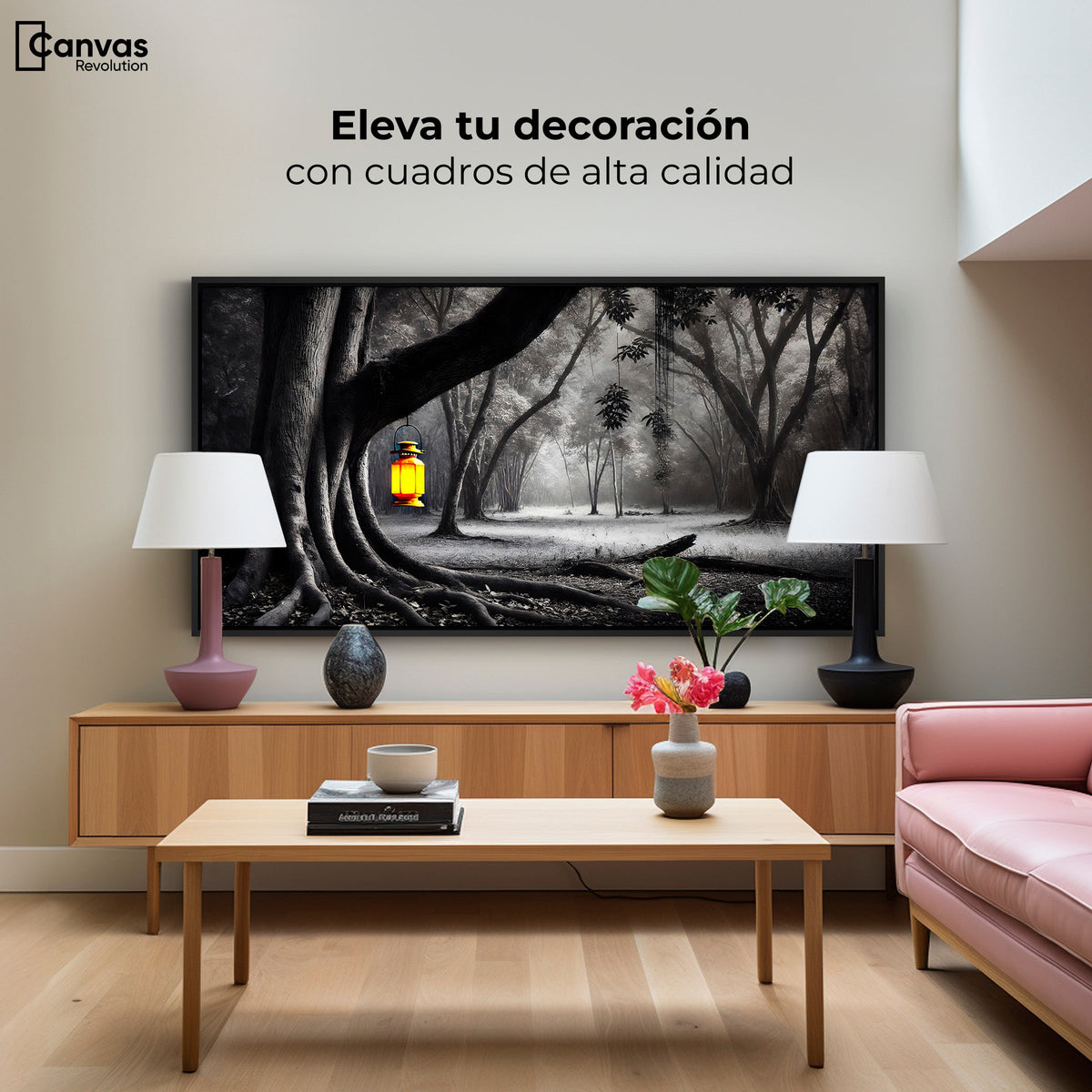 Cuadros Decorativos Canvas Revolution | Bosque Iluminado | Montaje2