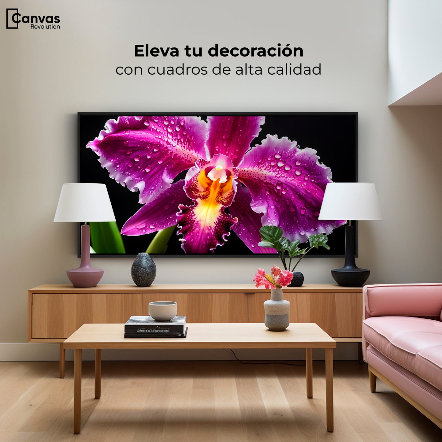 Cuadros Decorativos Canvas Revolution | Brillo De Cattleya | Montaje2