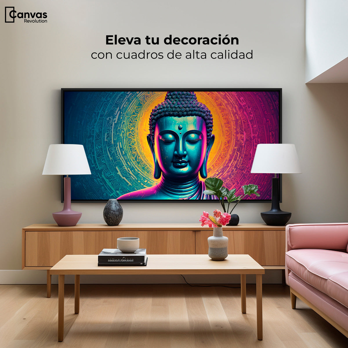 Cuadros Decorativos Canvas Revolution | Buda Sobre Universo | Montaje2