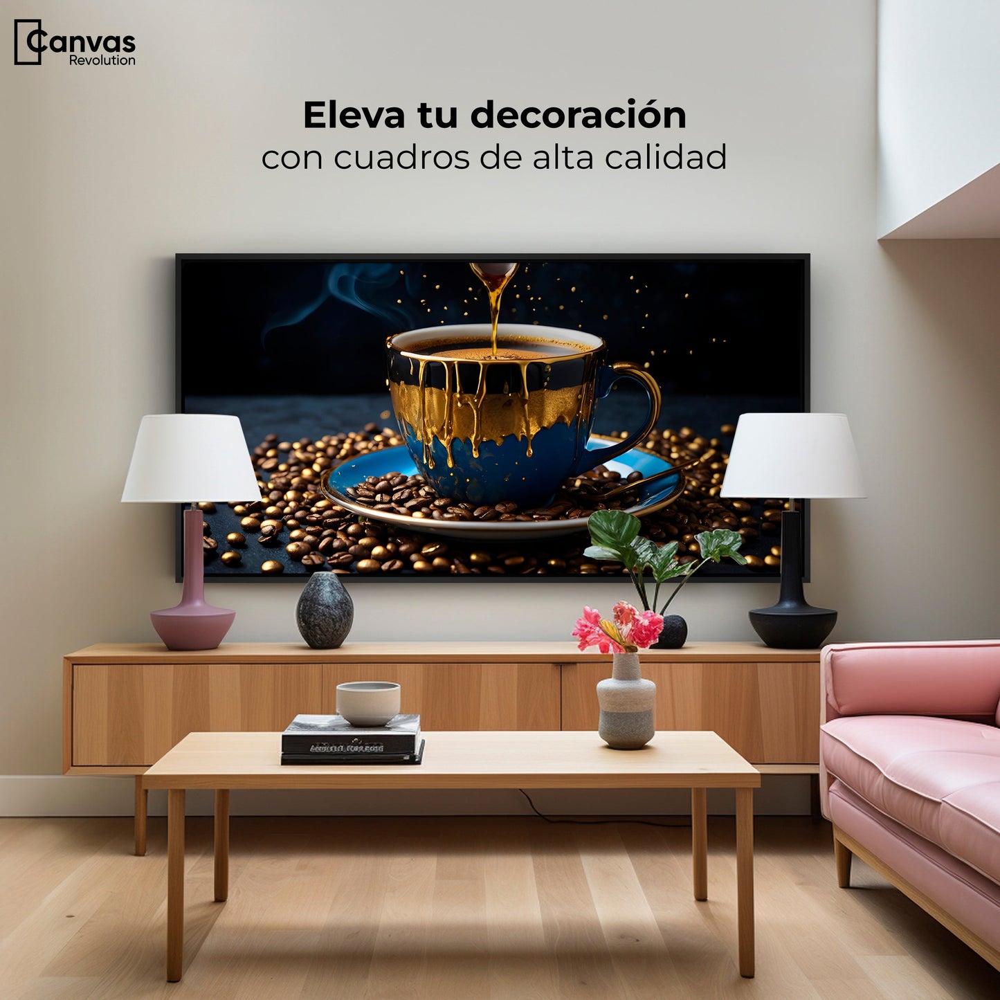Cuadros Decorativos Canvas Revolution | Cafe Azul Zafiro | Montaje2