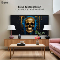 Cuadros Decorativos Canvas Revolution | Calvera Azul Dorado | Montaje2