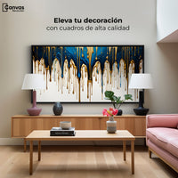 Cuadros Decorativos Canvas Revolution | Cascada Azul Dorado | Montaje2