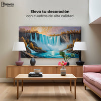 Cuadros Decorativos Canvas Revolution | Cascada Dorada Sol | Montaje2