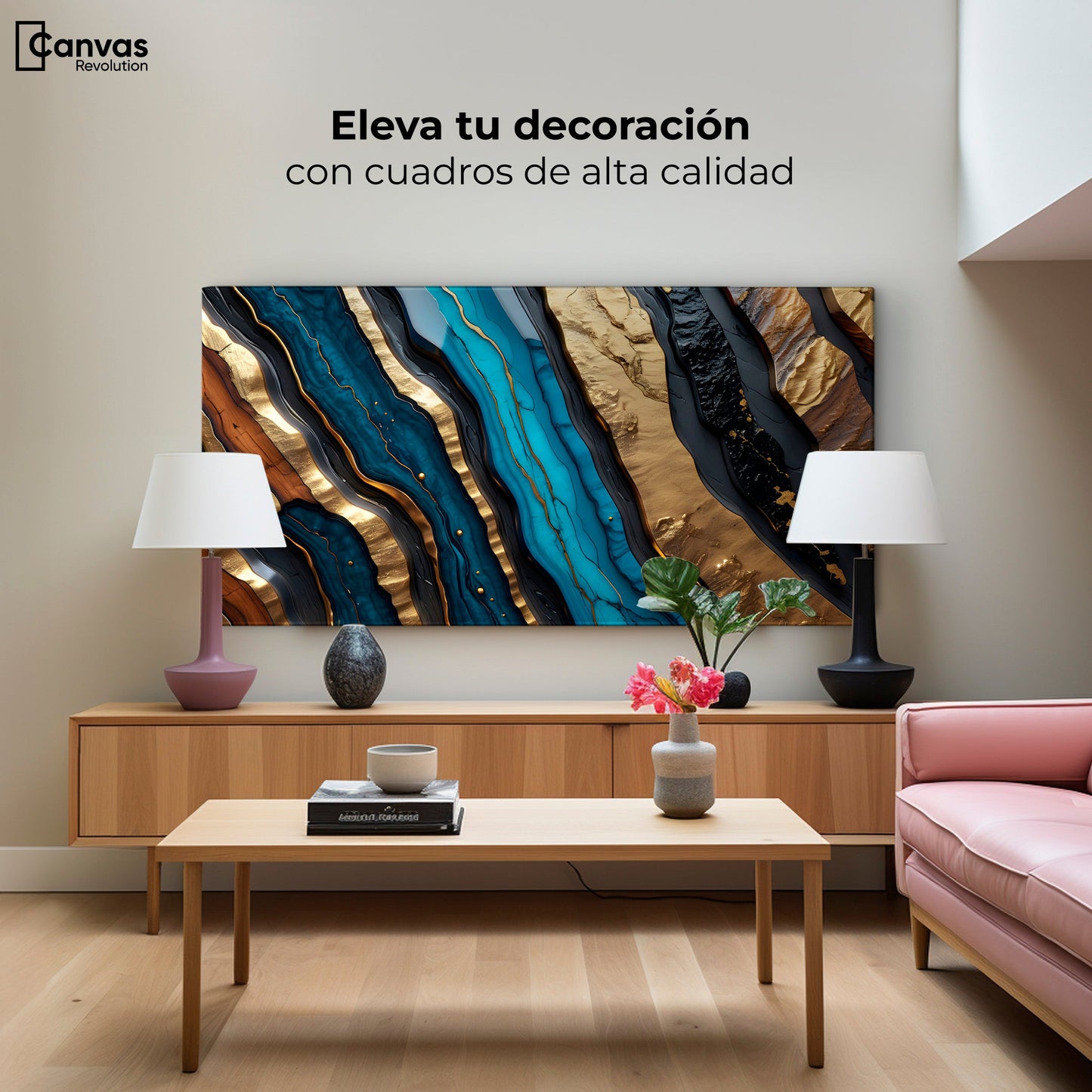 Cuadros Decorativos Canvas Revolution | Cascadas Turquezas | Montaje2