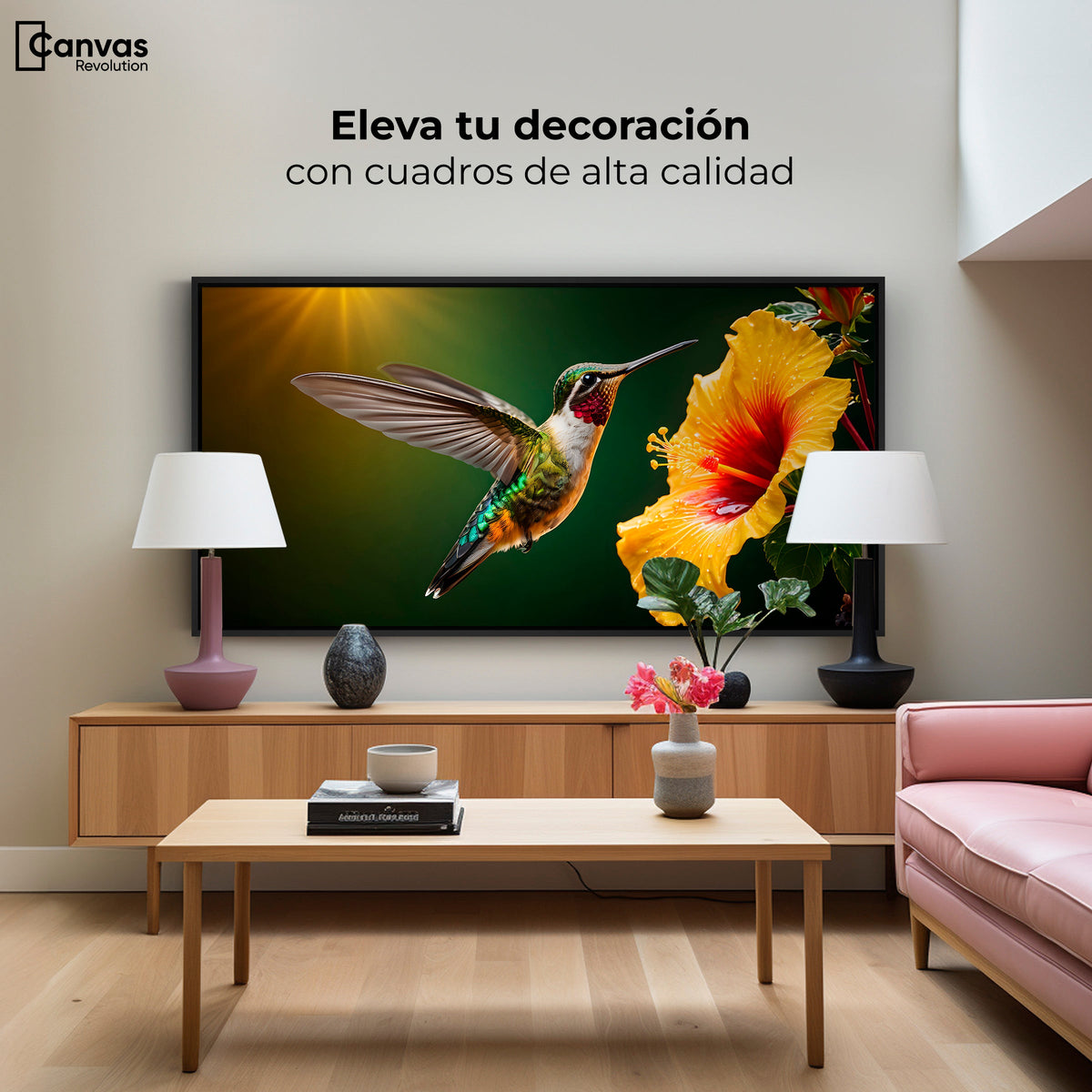 Cuadros Decorativos Canvas Revolution | Colibri Ala Nectar | Montaje2