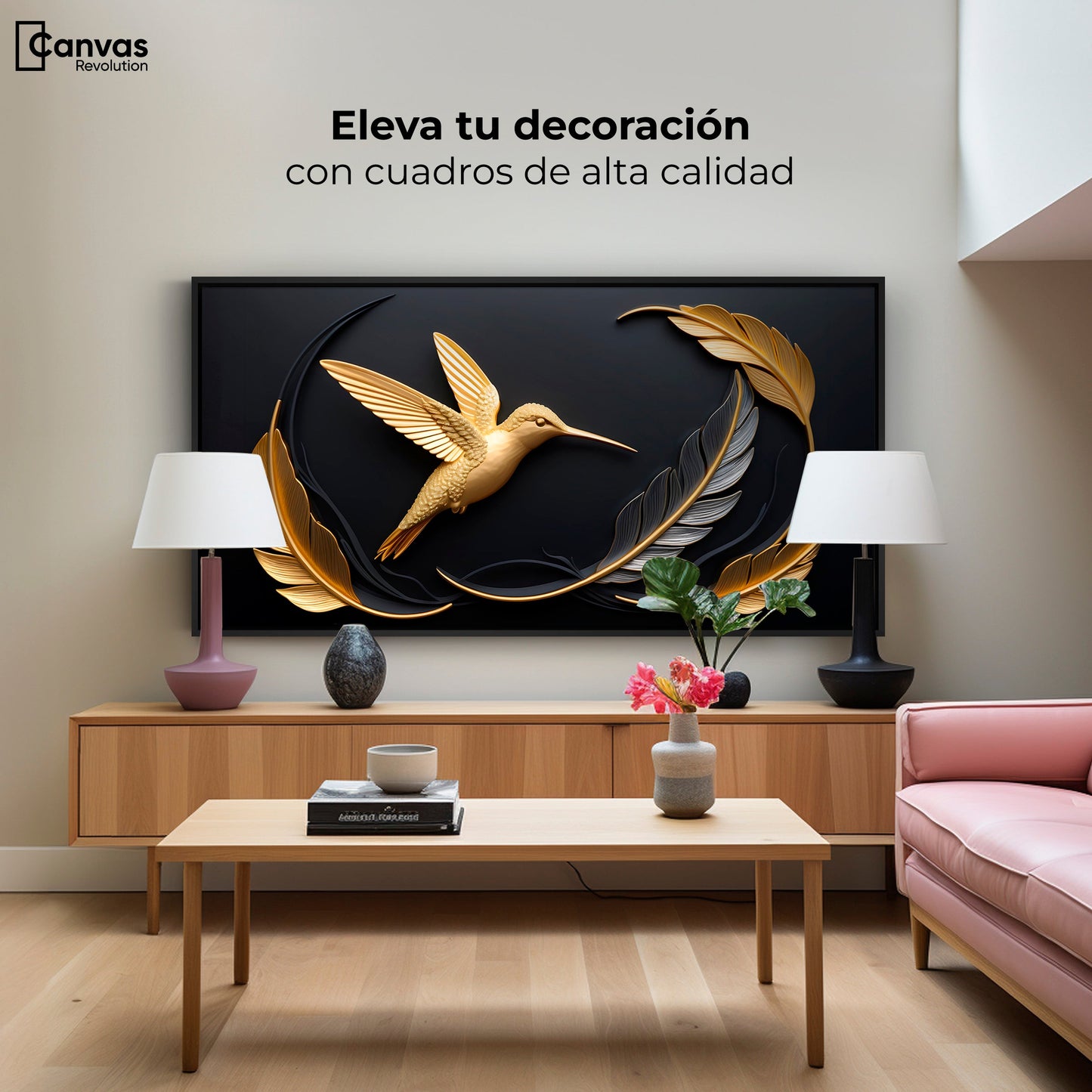 Cuadros Decorativos Canvas Revolution | Colibri Brillante | Montaje2
