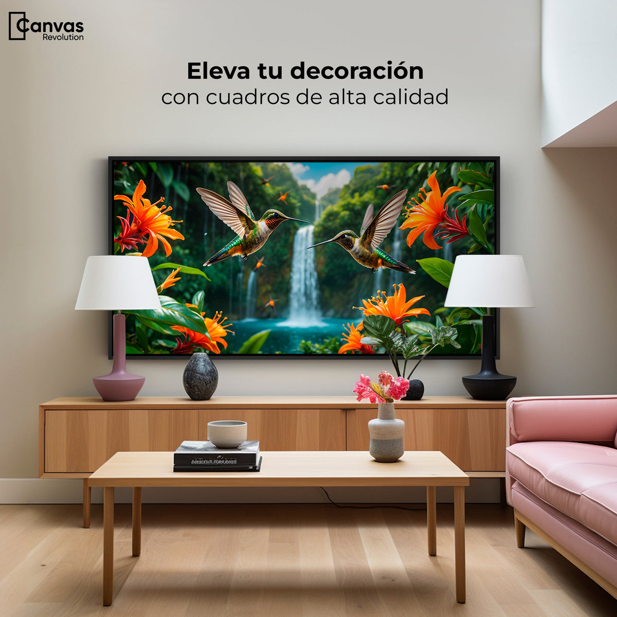 Cuadros Decorativos Canvas Revolution | Colibri Cascadas | Montaje2