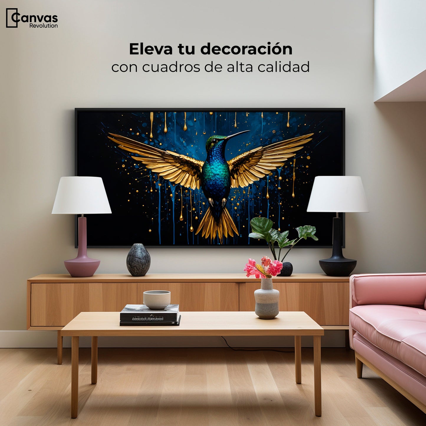 Cuadros Decorativos Canvas Revolution | Colibri Destellos | Montaje2