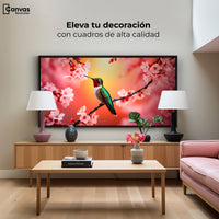 Cuadros Decorativos Canvas Revolution | Colibri En Cerezo | Montaje2
