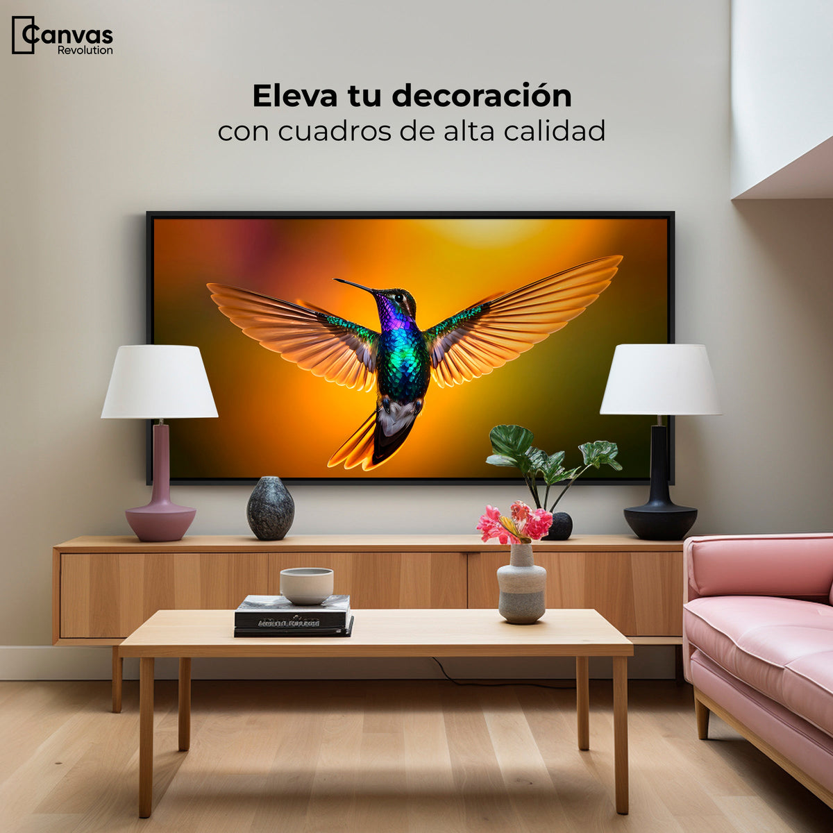 Cuadros Decorativos Canvas Revolution | Colibri Encantado | Montaje2