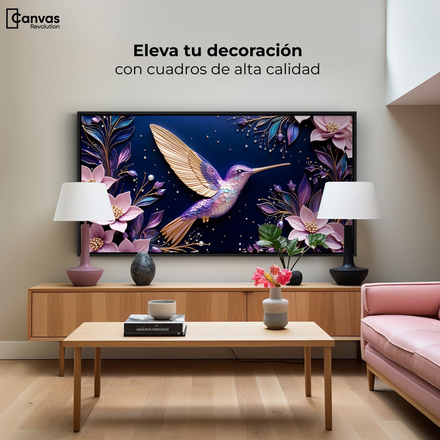 Cuadros Decorativos Canvas Revolution | Colibri Eterno | Montaje2