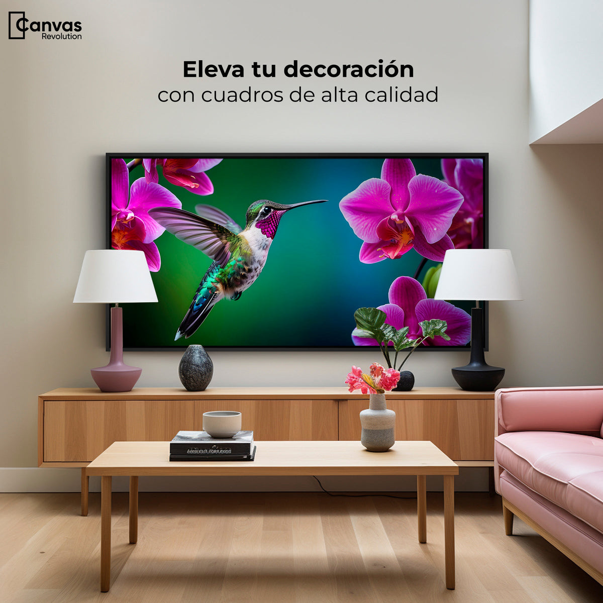 Cuadros Decorativos Canvas Revolution | Colibri Melodioso | Montaje2