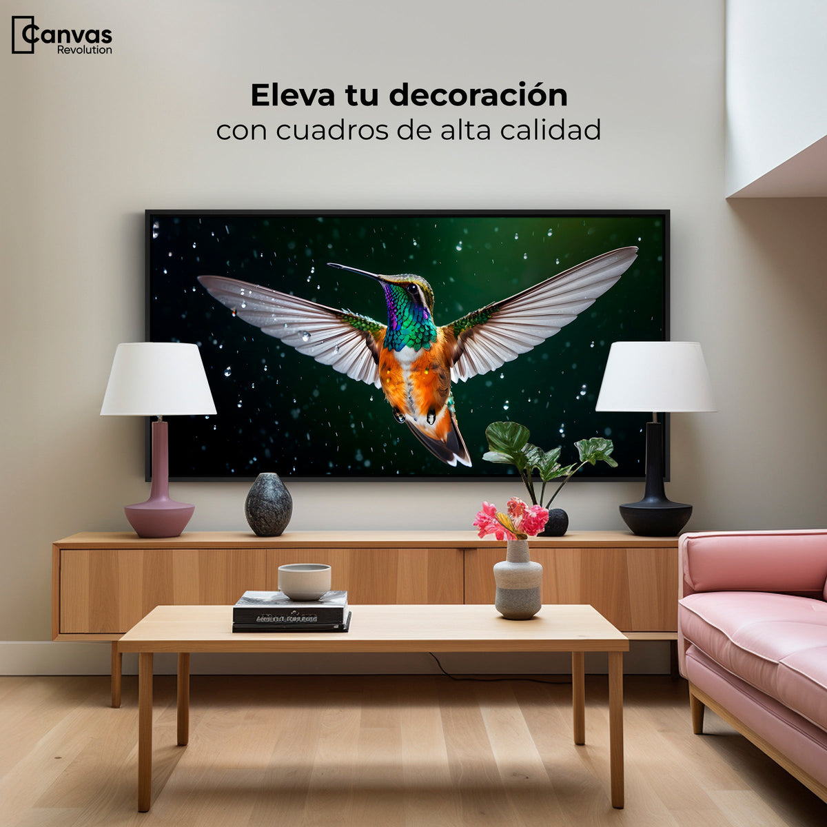 Cuadros Decorativos Canvas Revolution | Colibri Nocturno | Montaje2