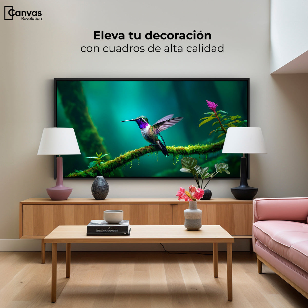 Cuadros Decorativos Canvas Revolution | Colibri Selvatico | Montaje2