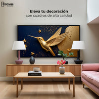 Cuadros Decorativos Canvas Revolution | Colibri Sol Dorado | Montaje2