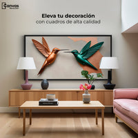 Cuadros Decorativos Canvas Revolution | Colibri Verde Cobre | Montaje2