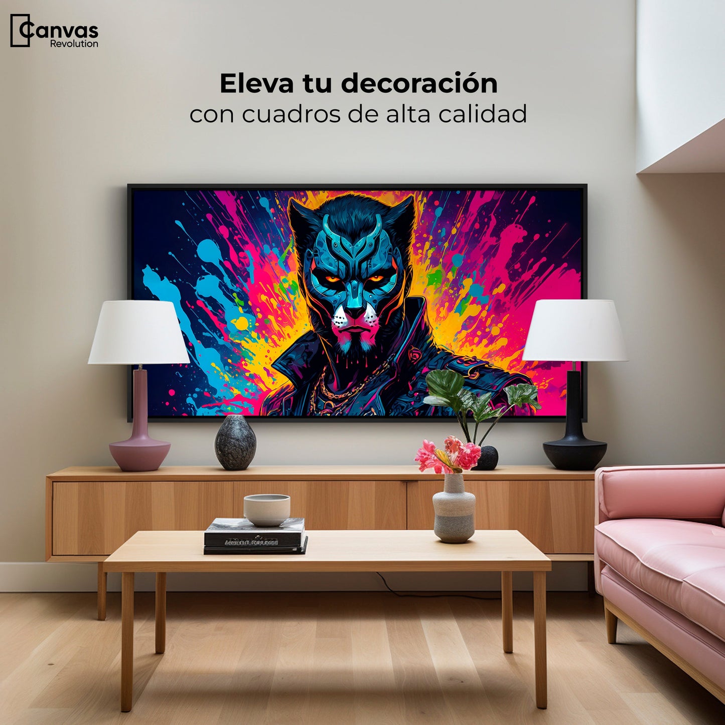 Cuadros Decorativos Canvas Revolution | Destellos Felinos | Montaje2