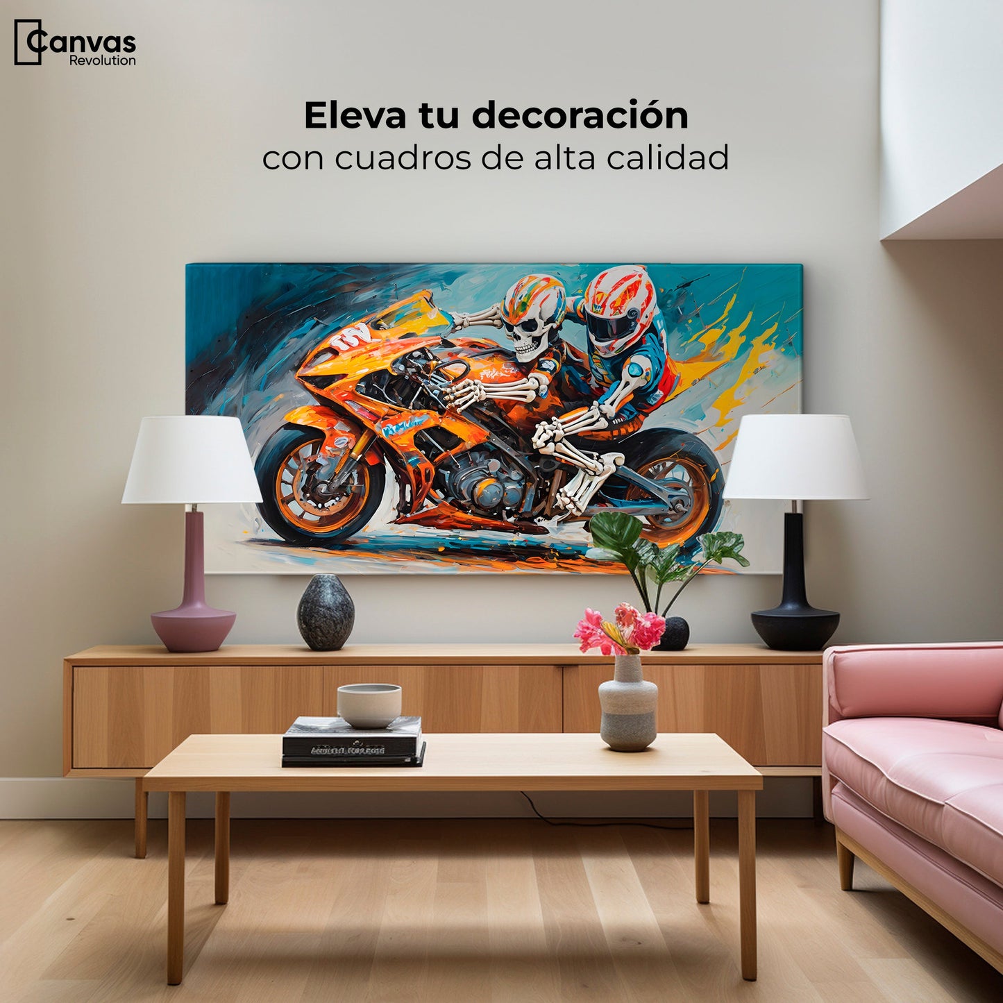 Cuadros Decorativos Canvas Revolution | Esqueletos Pista | Montaje2