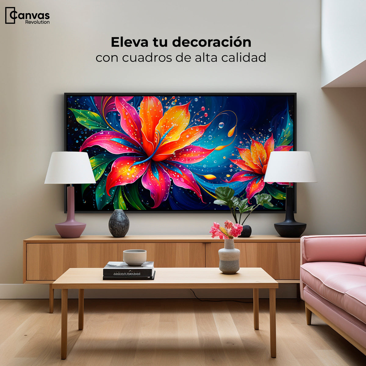 Cuadros Decorativos Canvas Revolution | Flor Aurea Viva | Montaje2
