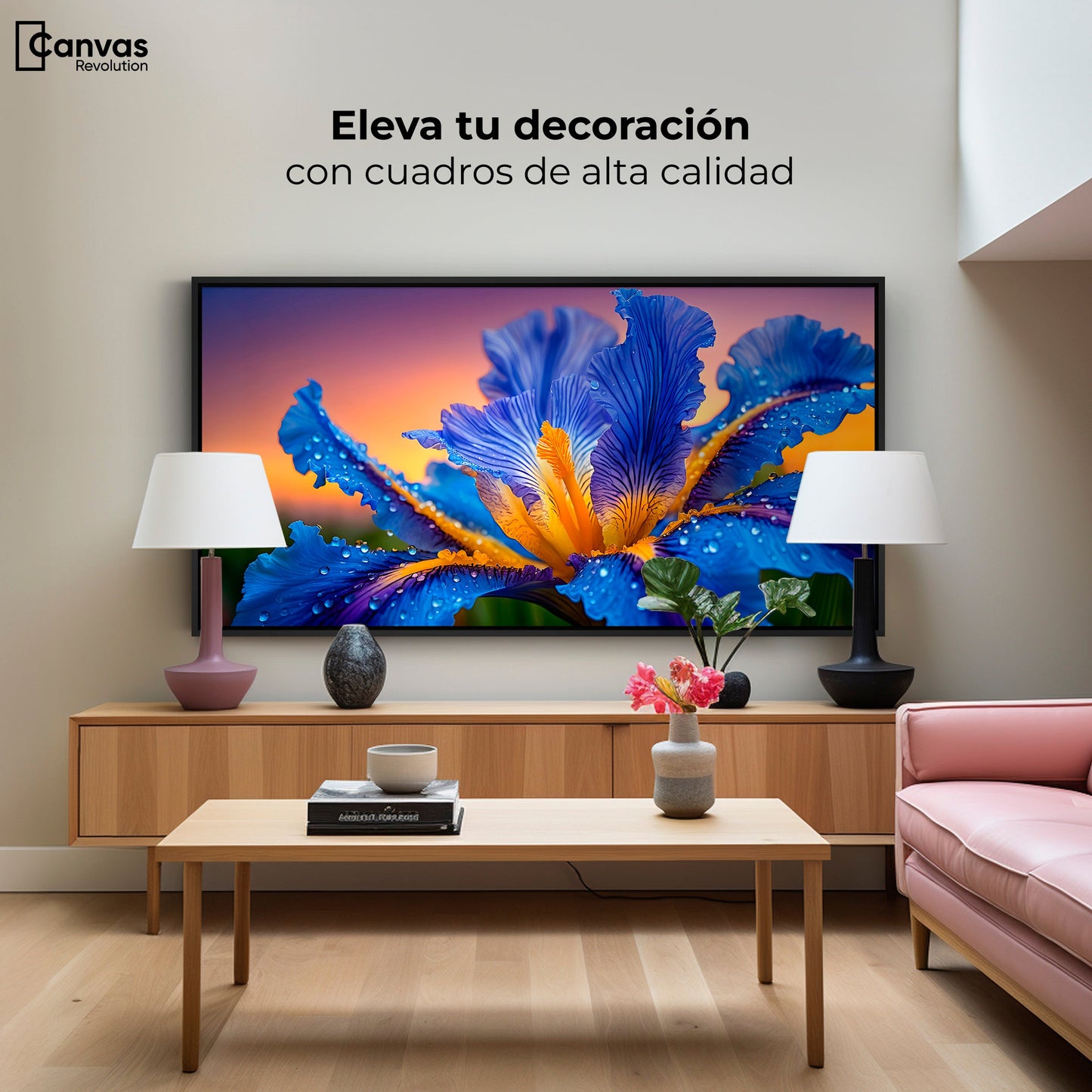 Cuadros Decorativos Canvas Revolution | Flor Iris Divino | Montaje2
