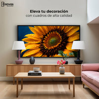 Cuadros Decorativos Canvas Revolution | Girasol Luz Dorada | Montaje2