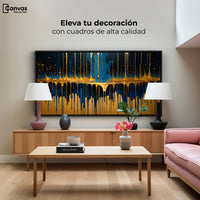 Cuadros Decorativos Canvas Revolution | Gotas Azul Doradas | Montaje2
