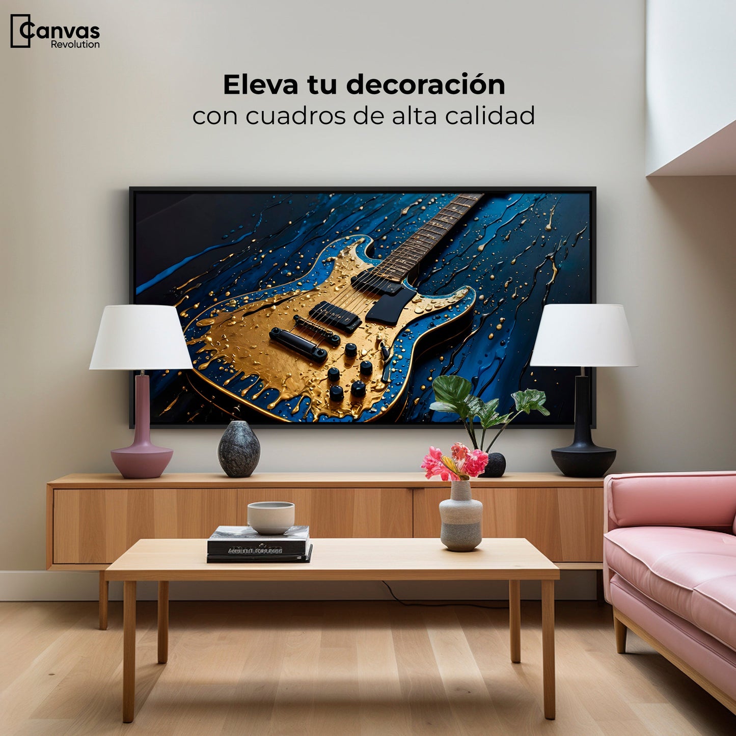 Cuadros Decorativos Canvas Revolution | Guitarra Luminosa | Montaje2