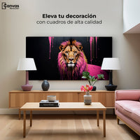 Cuadros Decorativos Canvas Revolution | Leon Rosa Vibrante | Montaje2